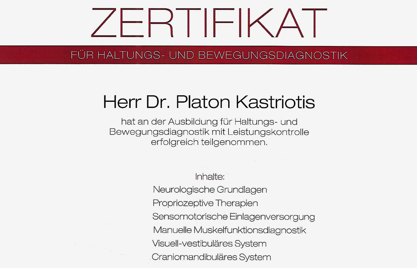 Zertifikat Haltungs- und Bewegungsdiagnostik